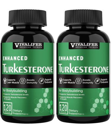 Turkesterone 1000mg, 2 Pack Muscle Building and Mood Boost, Male Strength Enhancer and Immune Supplement - Total 240 Vegan Capsules 120 Count (Pack of 2)