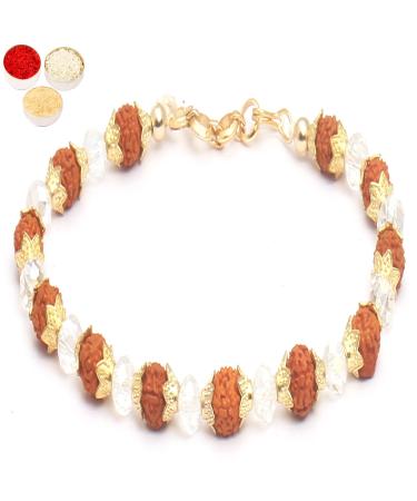 Ghasitaram Gifts Rakhi for Brother Rakhis Online - 5595 Rudraksh pearl bracelet rakhi