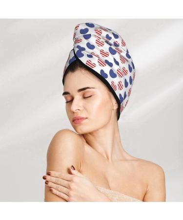 Heart Shaped American Flag Microfiber Hair Towel - Soft & Super Absorbent Hair Wrap for All Hair Types - Buy Online on GoSupps.com