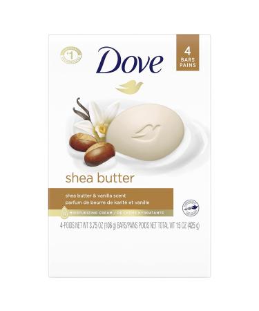 Dove Beauty Bar Shea Butter 3.75 oz - Pack of 4 | Moisturizing Gentle Skin Cleanser for Soft Skin Care - Buy Online on GoSupps.com