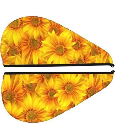 Quick-Dry Hair Towel Wrap with Button - 3D Sunflowers | Hair Turban for Fast Drying | Premium Towel for International Shipping - Buy Online on GoSupps.com