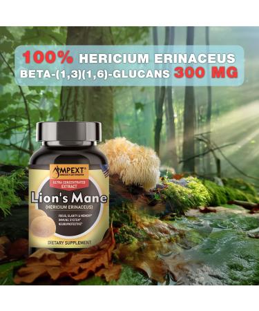 AMPEXT Lion s Mane Mushroom Extract - Premium Quality, Only Fruiting Bodies, Cognitive Functions, Memory & Focus, Immunity Booster, 90 Veg Caps. - Buy Online on GoSupps.com