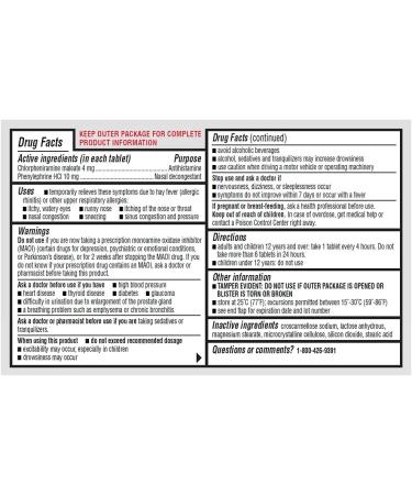 Rite Aid Sinus & Allergy Relief PE Tablets - 24 Count | Maximum Strength Antihistamine and Decongestant | 4 Hour Allergy & Congestion Relief - Buy Online on GoSupps.com