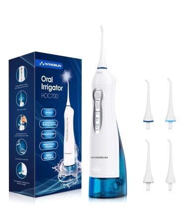 Hangsun Water Flosser Professional Cordless Rechargeable Dental Oral Irrigator Water Jet for Teeth Braces Care with 4 Jet Tips 3 Modes IPX7 Waterproof 300ML Water Tank for Travel and Home Use