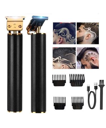 Professional Hair Trimmer Clipper, Zero Gapped T-Blade Close Cutting Hair Clippers for Men Rechargeable Cordless Trimmers for Haircut Beard Shaver Barbershop (Black, 4 Combs) Black-1