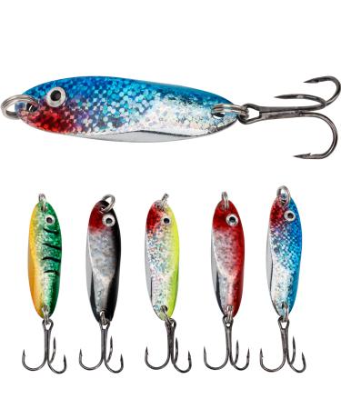 THKFISH Fishing Lures Fishing Spoons Trout Lures Saltwater Spoon Lures Casting Spoon for Trout Bass Pike Walleye 1/8oz 1/5oz 1/4oz 3/8oz 1/2oz 3/4oz 5pcs Color 1# 3/4oz(21g)* 5pcs