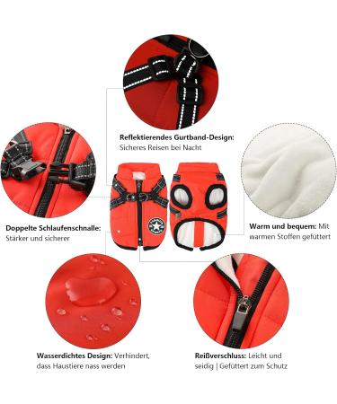 Buy Windproof & Waterproof Dog Jackets - 2 in 1 Cold Weather Coats for Large Dogs - Red 4XL Winter Vest - Buy Online on GoSupps.com