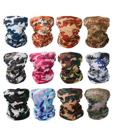 Guifier Multifunction cloth Face mask Bandanas Multifunction scarf scarf headscarf headband motorcycle neckerchief headgear UV residence for yoga walking motorcycling 12 pieces seamless -e
