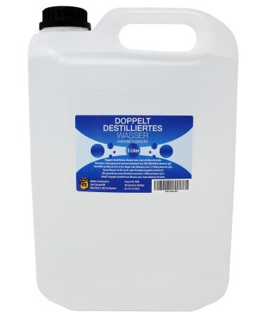 Double distilled water 5 L |High purity degree of 2 microsiemens |Pure water |Suitable for drinking and cooking |Tasteless |Hochrein |Germ and chlorine-free