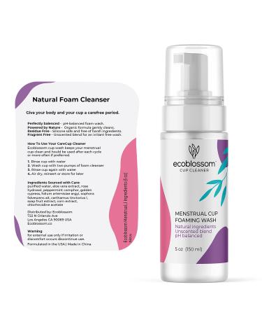 Ecoblossom Menstrual Cup Cleaner - Unscented Foaming Sterilizer for Period Discs - Organic Ingredients, Natural and pH-Balanced - 5oz - Buy Online on GoSupps.com