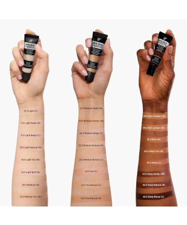 IT Cosmetics CC+ Cream with SPF 50+ Natural Finish Full Coverage Foundation (Light Medium Warm - 1.08 fl oz) & Bye Bye Undereye Concealer Anti-Aging Makeup (21.5 Medium Nude- 0.4 fl oz) - Buy Online on GoSupps.com