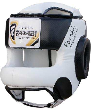 Farabi Sports U Shape Boxing Head Guard | S/M Black/White Headgear for Kickboxing & Martial Arts Training - Buy Online on GoSupps.com