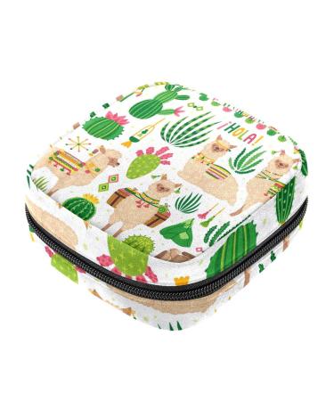 Storage bags for women's bandages llamas cacti alpacas Spanish Hello menstrual cup portable women's bandages storage bags female menstruation first period bag
