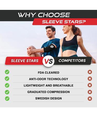 Sleeve Stars Elbow Compression Sleeve | Tendonitis & Arthritis Elbow Brace for Men & Women | Tennis Elbow Support & Arm Protector Wrap for Sports & Golf | Size S (7-8.5) Black - Buy Online on GoSupps.com