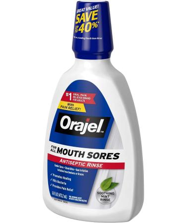 Orajel Antiseptic Mouth Sore Rinse 16 Fl Oz - Fast Pain Relief - Soothes Mouth Sores - Pack of 1 - Buy Online on GoSupps.com