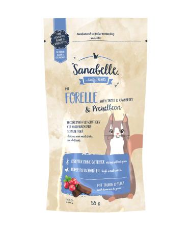 Sanabelle snack trout and cranberry |Delicious mini meat sticks for adult cats |20 x 55 g trout & cranberry 55 g (20 pack)