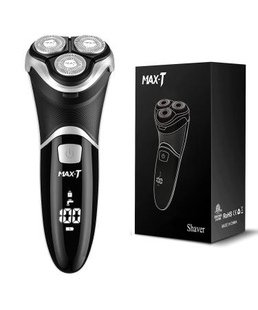 MAX-T Upgraded 3D ProSkin Wet & Dry Men's Electric Shaver Rechargeable and Cordless Electric Razor with Pop-Up Precision Trimmer IPX7 Waterproof Rotary Shavers Gifts for Men Black