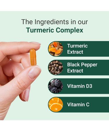 Hey Nutrition Turmeric Extract Complex - Vitamin D3 & C Black Pepper Extract - Support Muscle & Joint Relief - Maximum Potency & Enhanced Absorption - UK Manufactured - 6 Pack - 360 Vegan Capsules 60 count (Pack of 6) - Buy Online on GoSupps.com