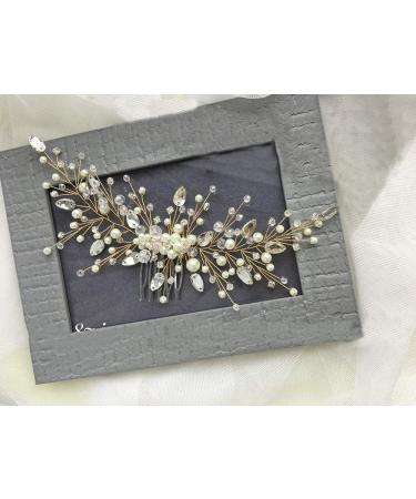 Deniferymakeup Pearl Bridal Hair Vine Wedding Hair Accessories Bridal Hair Comb Crystal Wedding Hair Comb Wedding Hair Vine Bridal Hair Accessory (Gold) - Buy Online on GoSupps.com