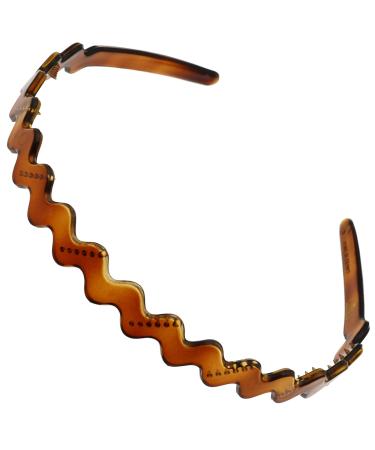 Camila Paris MP313 French Headband for Women  Tortoise Shell  Strong Hold Grip Women's Hair Band  Ligth and Very Flexible  No Slip and Durable Styling Girls Hair Accessories  Made in France Wave Tortoise Shell