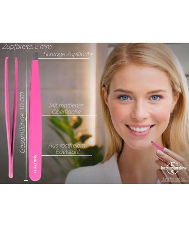 Buy Pink Cosmetic Eyebrow Tweezers - 10 cm with 2 mm Plucking Surface | Perfect for Precision Grooming | International Shipping - Buy Online on GoSupps.com