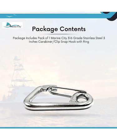 Marine City 316 Stainless Steel Carabiner Spring Snap Hook with Ring 2 Inches | for Climbing, Fishing, Hiking | Pack of 1 - Buy Online on GoSupps.com