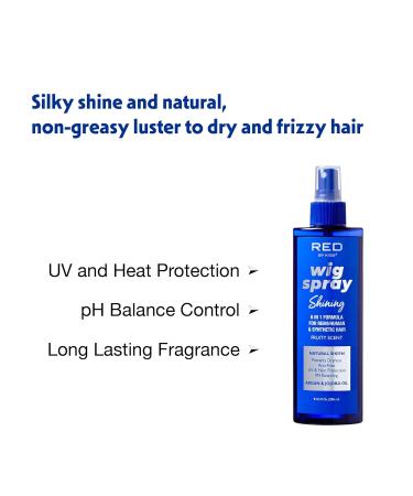 Red by Kiss Wig Spray Extra Shine & Detangling Control for Remy Human Synthetic Hair UV & Heat Protection PH Balance & Long-Lasting Fragrance (8oz Sheen) Sheen 8 Fl Oz (Pack of 1) - Buy Online on GoSupps.com