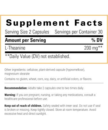 Buy Integrative Therapeutics L-Theanine 200 mg - Vegan & Gluten-Free Amino Acid for Relaxation & Healthy Stress Response - 60 Capsules - Buy Online on GoSupps.com