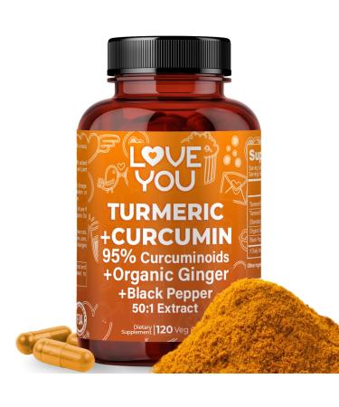 Love You Turmeric Curcumin with Organic Ginger & BioPerine Black Pepper 120 Vegan Capsules