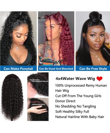 26 Transparent Lace Front Water Wave Wig - Brazilian Virgin Hair, Glueless Curly Wigs - Buy Online on GoSupps.com