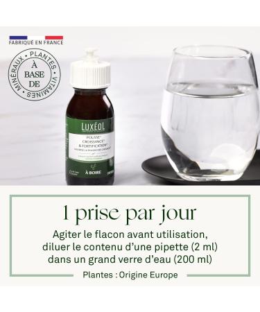 LUX OL - Growth & Strengthening Drink - Food Supplement - Arugula Horsetail Zinc Copper Vitamin B8 B6 - Made in France - Hair Program 1 Month - 2 ml/Day - Buy Online on GoSupps.com