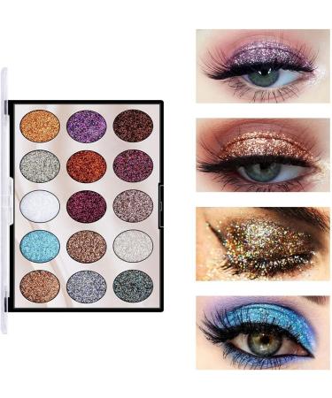 15 Colors Shimmer Eyeshadow Palette | Shimmer Glitter Makeup Palette Set | Long Lasting High Pigmented Eye Shadow Powder Pallet for Girls Women A:01 - Buy Online on GoSupps.com
