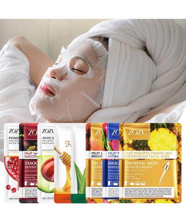 Moisturizing Mask 8 Pieces Fruit Face Mask Face Mask Sheet Moisturizing Facial Tissue Beauty Mask Face Mask Nourishing Soothing Care for All Skin Types Type 2 - Buy Online on GoSupps.com