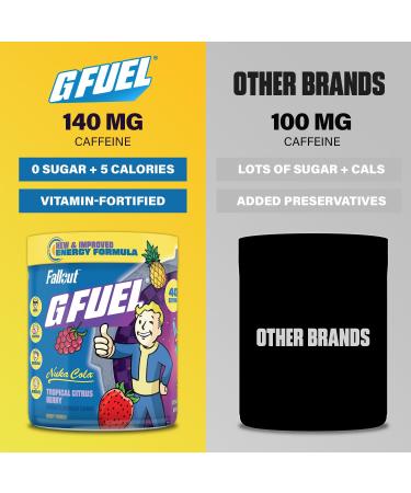 G Fuel Nuka Cola 2.0 Energy Powder Sugar Free Clean Caffeine Focus Supplement Water Mix Tropical Citrus Berry Flavor Focus Amino Vitamin + Antioxidants Blend - 9.6 oz (40 Servings) - Buy Online on GoSupps.com