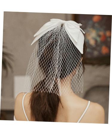 minkissy 1pc Small Bow Veil Kids Hair Tiaras for Girls Wedding Hair Bow Veils for Brides Hair Bow Ponytail Bridal Headpiece Hair Accessories for Bride Mesh Baby Alligator Clip Grace - Buy Online on GoSupps.com