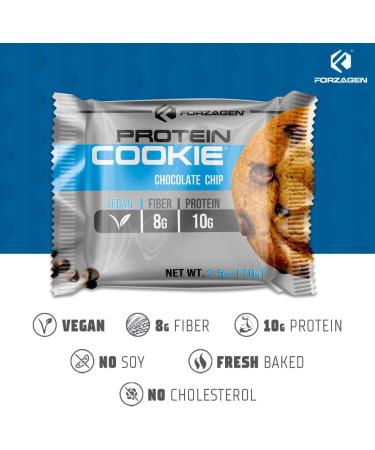 Forzagen Vegan Protein Cookies - 12 Pack | 10g Protein | No Artificial Sweeteners | Vegan Chocolate Chip Snacks - Buy Online on GoSupps.com