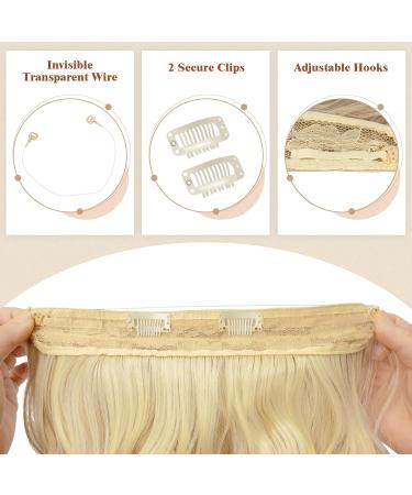Feshfen Invisible Hair Extensions | Adjustable Dark Ash Blonde 50cm Curly Wire Extensions for Women - Buy Online on GoSupps.com