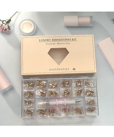 HOINCO Nail Art Rhinestones Kit - 3100pcs 3D Mix Crystals for Nails | Special-Shaped Diamonds in Champagne | Rhinestone Box & Drill Pen Included - Buy Online on GoSupps.com