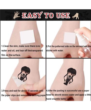 Wednesday Temporary Tattoos - 20 Sheets for Horror & Fantasy Fans | Birthday Party Decorations & Favors - Buy Online on GoSupps.com