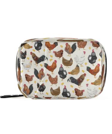 Hens Roosters Chickens Set Pill Organizer Case 7 Day Rustic Travel Pill Box with Zipper Portable Small Weekly Vitamin Medicine Supplement Holder Pouch Bag Roosters