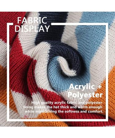 XIAOHAWANG Knitted Baby Hat with Fleece Lining and Pompom | Navy Striped Toddler Kids Beanie 9-24 Months - Buy Online on GoSupps.com