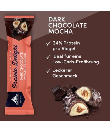 Multipower Protein Delight Bar - 18 x 35g Dark Chocolate Mocha | Delicious Energy Protein Bar | International Shipping Available - Buy Online on GoSupps.com