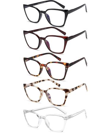 EYEURL 5 Pack Blue Light Blocking Reading Glasses for Women - +1.50 Fashion Square Frames Spring Hinge Multiple Colors - International Shipping Available - Buy Online on GoSupps.com