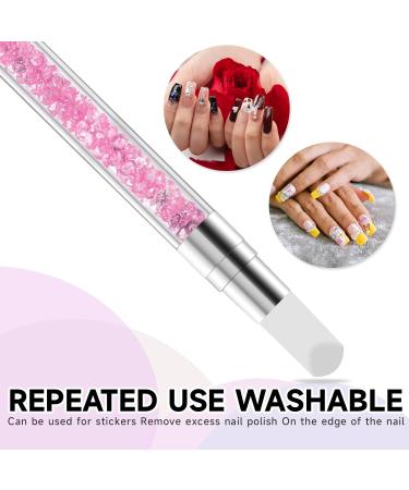 5 Pcs Dual Tipped Silicone Nail Tools - Acrylic Handle Nail Art Brushes for Home & Salon - Buy Online on GoSupps.com