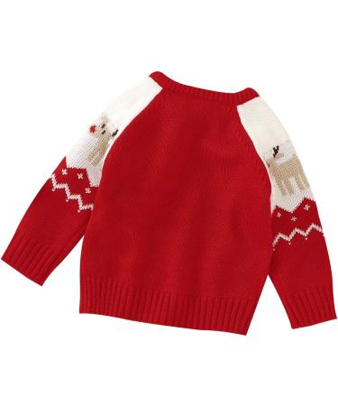 Mimixiong Baby Christmas Reindeer Sweater - Red Knitted Long Sleeve Outfit (0-6 Months) - Buy Online on GoSupps.com