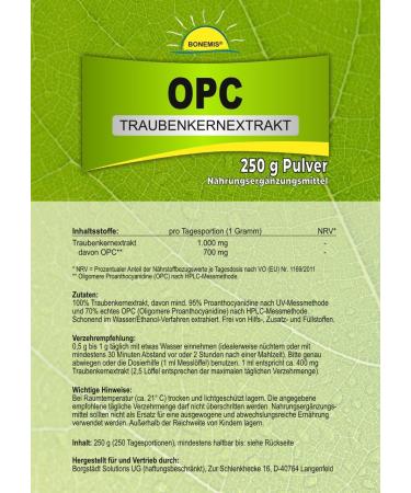 Premium OPC Grape Seed Extract Powder 95% - 500g (2x250g) | Bonemis - High Antioxidant Health Supplement - Buy Online on GoSupps.com