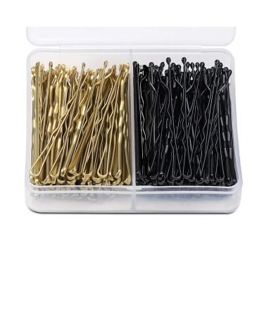 Deoot 120 PCS 2 Inches Bobby Pins Non Slip Hair Pins Black & Blonde for Women Hair Accessories with Storage Box Black & Blonde(120pcs)
