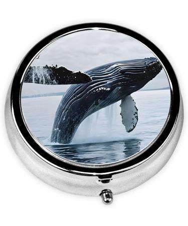 Killer Whale Round Pill Box | 3 Compartment Portable Travel Medicine Organizer | Mini Decorative Pocket Purse for Vitamins & Tablets - Buy Online on GoSupps.com