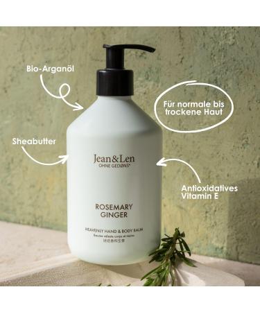 Jean & Len Heavenly Hand & Body Balm - Rosemary & Ginger - Organic Argan Oil & Shea Butter - Paraben & Silicone Free - 500ml - Buy Online on GoSupps.com