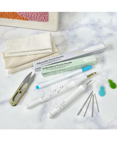 UCATQ Hand Embroidery Punch Needle Set - Beginner Kit with 2 Adjustable Punch Needles and 9x9 Monk's Cloth - Buy Online on GoSupps.com
